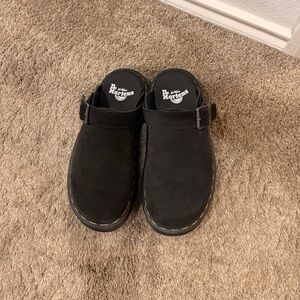 Dr. Martens Zebzag Black Suede Slip-On Shoes